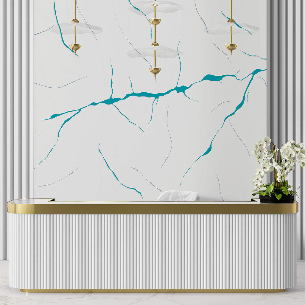 Blue lines on a white surface Blue lines on a white surface