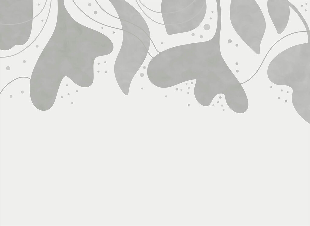 Grey and white background with leaves