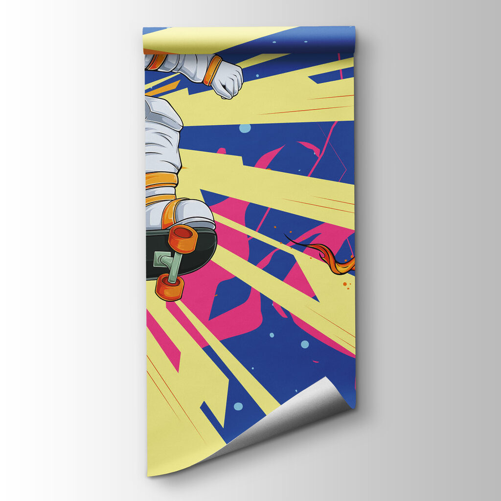 An astronaut riding a skateboard