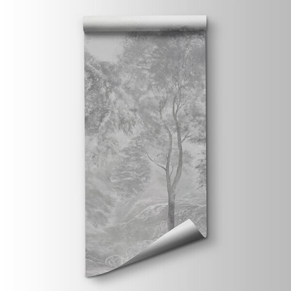 Group of trees in a foggy landscape