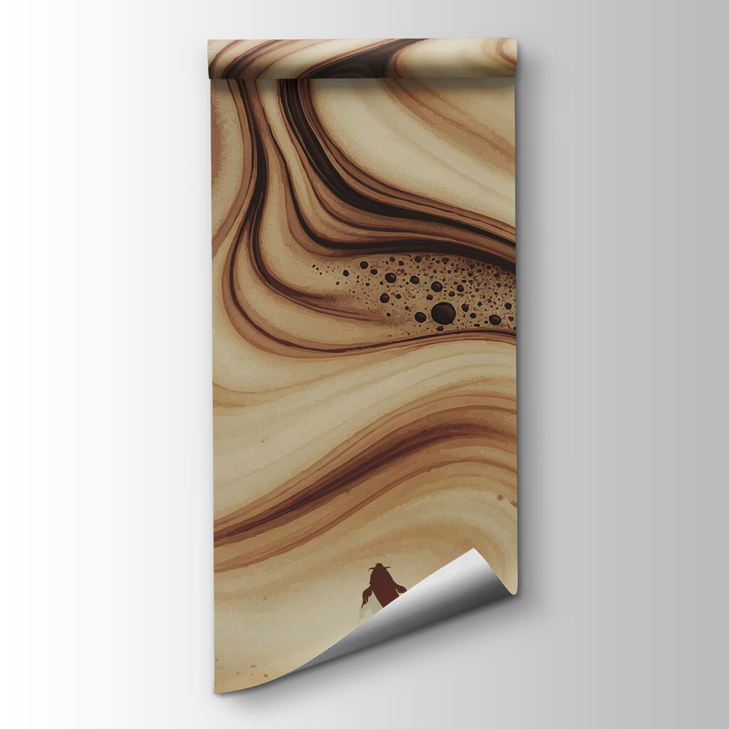 Brown and white swirly waves with fish silhouettes Brown and white swirly waves with fish silhouettes