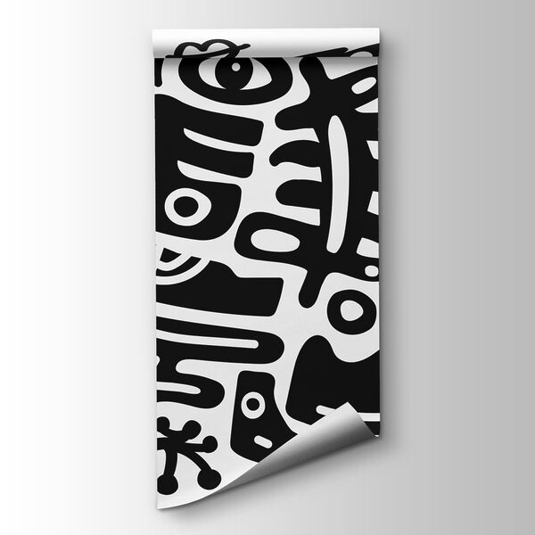 Black and white drawing of various shapes Black and white drawing of various shapes