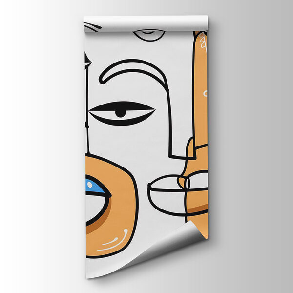 Group of faces drawn on a white background