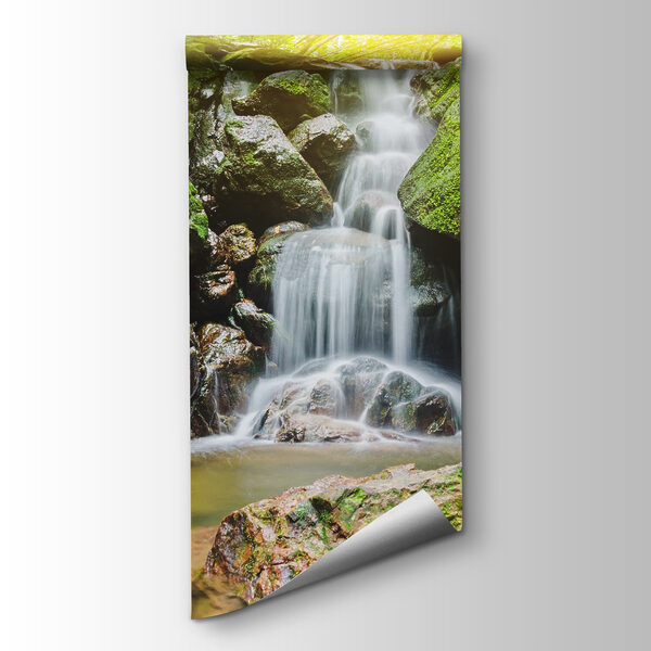 Waterfall over rocks with moss Waterfall over rocks with moss