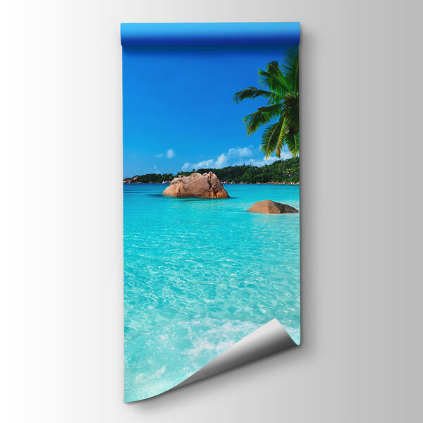 Beach with palm trees and blue water Beach with palm trees and blue water