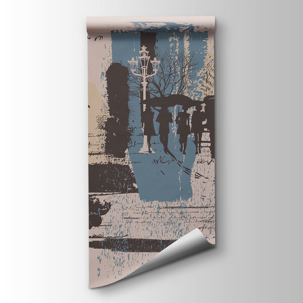 Group of people walking with umbrellas