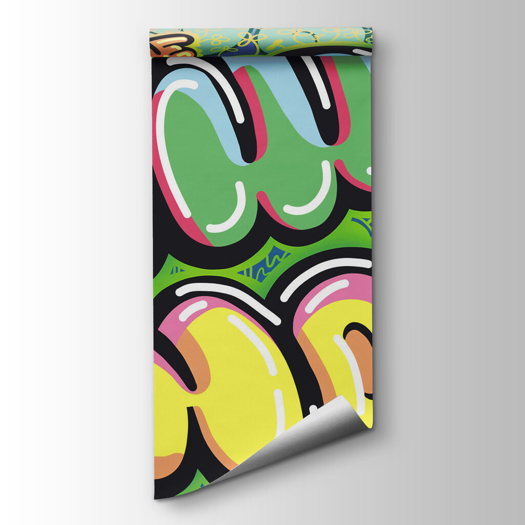 Colorful graffiti on a green background Colorful graffiti on a green background