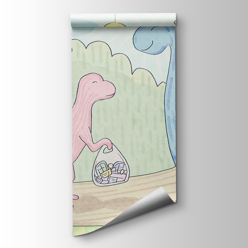 Cartoon of dinosaurs carrying a bag Cartoon of dinosaurs carrying a bag