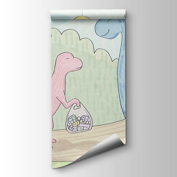 Cartoon of dinosaurs carrying a bag Cartoon of dinosaurs carrying a bag