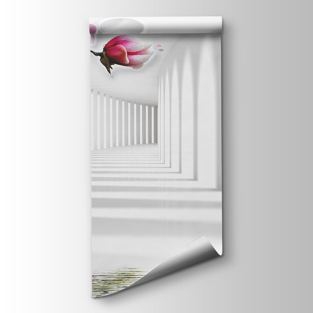 Wallpaper with pink flowers and butterflies Wallpaper with pink flowers and butterflies