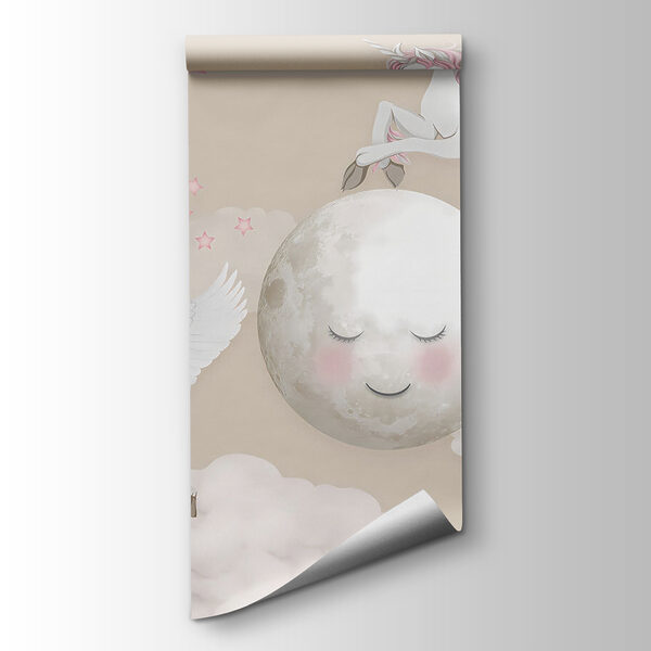 Group of unicorns flying on the moon Group of unicorns flying on the moon