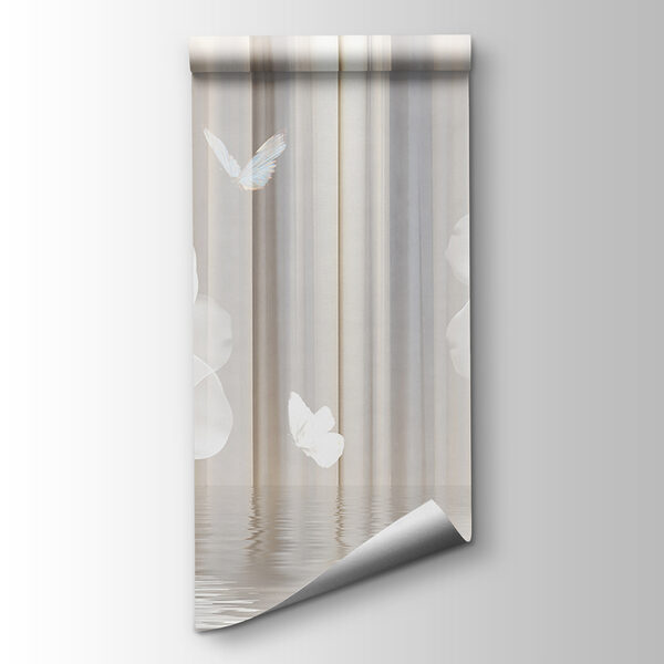 White flowers and butterflies in a room White flowers and butterflies in a room