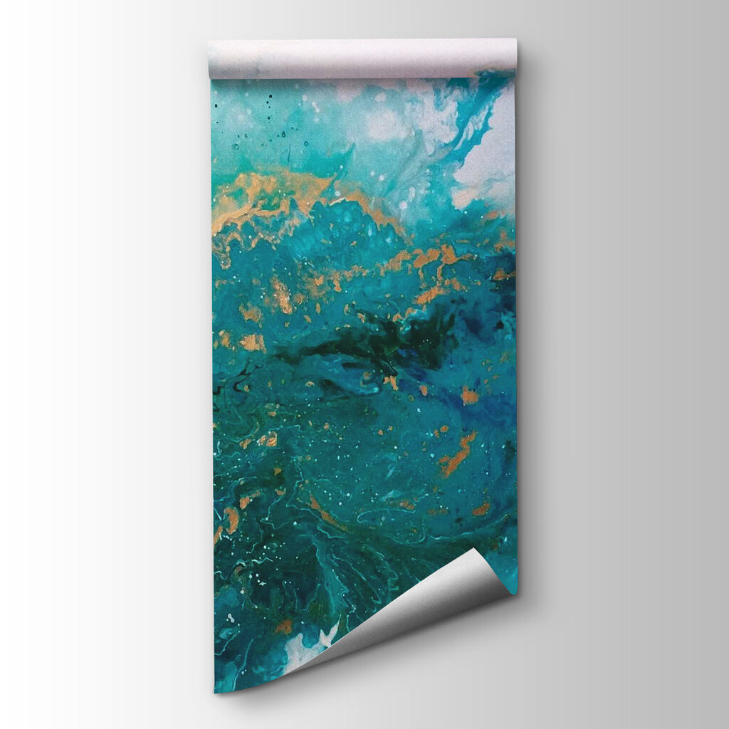 Turquoise waves clash in artistic chaos