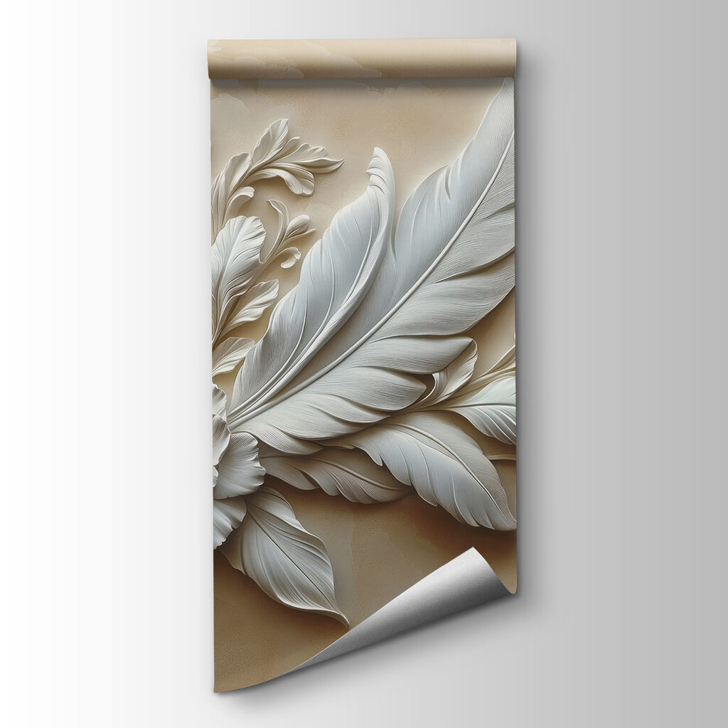 White floral design on a wall White floral design on a wall