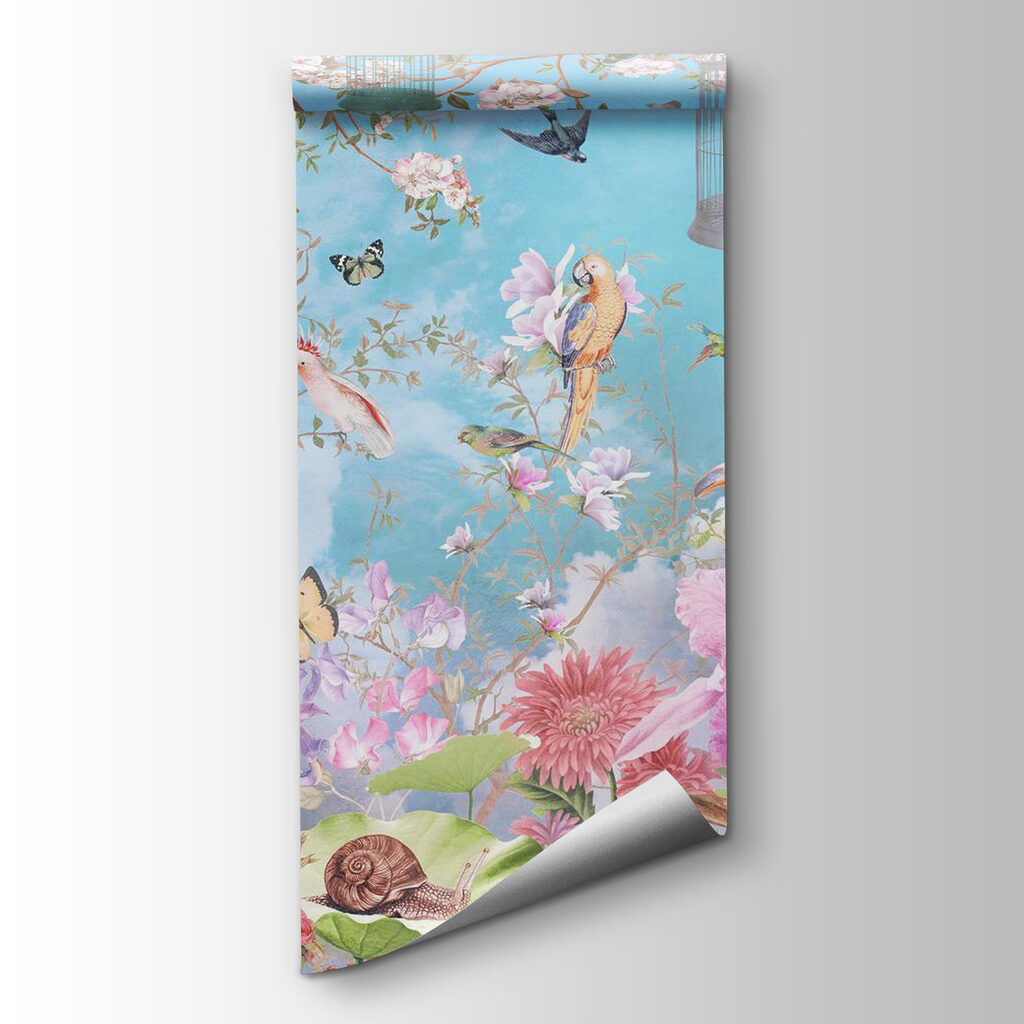 Wallpaper with birds and flowers Wallpaper with birds and flowers