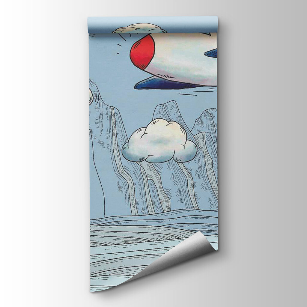 Cartoon of airplanes flying over mountains Cartoon of airplanes flying over mountains