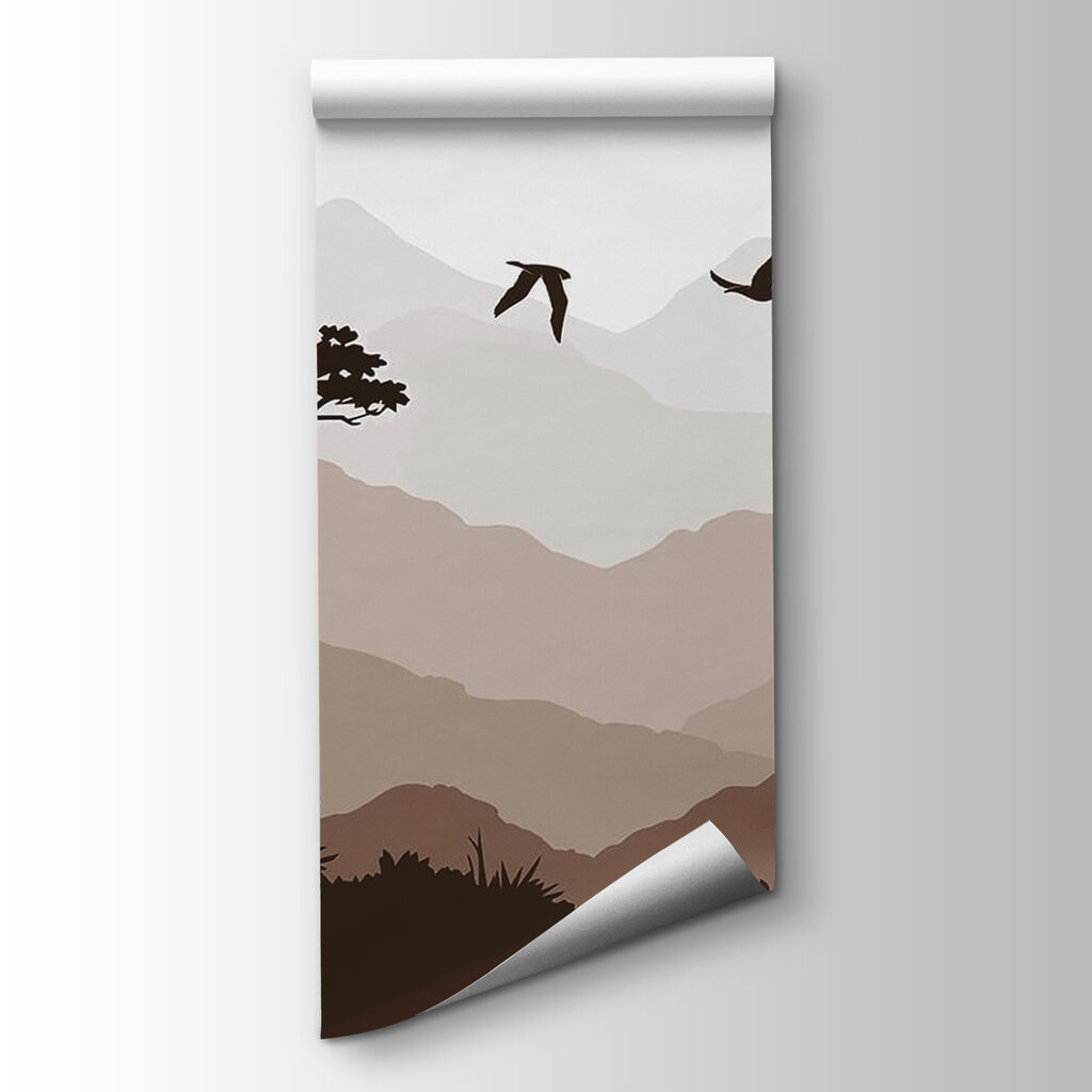 Birds flying over a mountain range