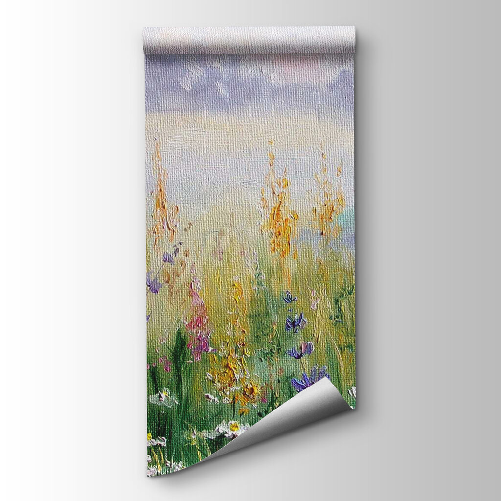 Painting of flowers in a field