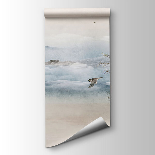 Birds flying over a snowy landscape Birds flying over a snowy landscape