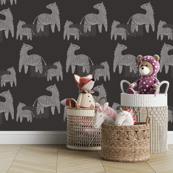 Wall murals Wall murals Pattern of horses on a black background (SKU: t00403)