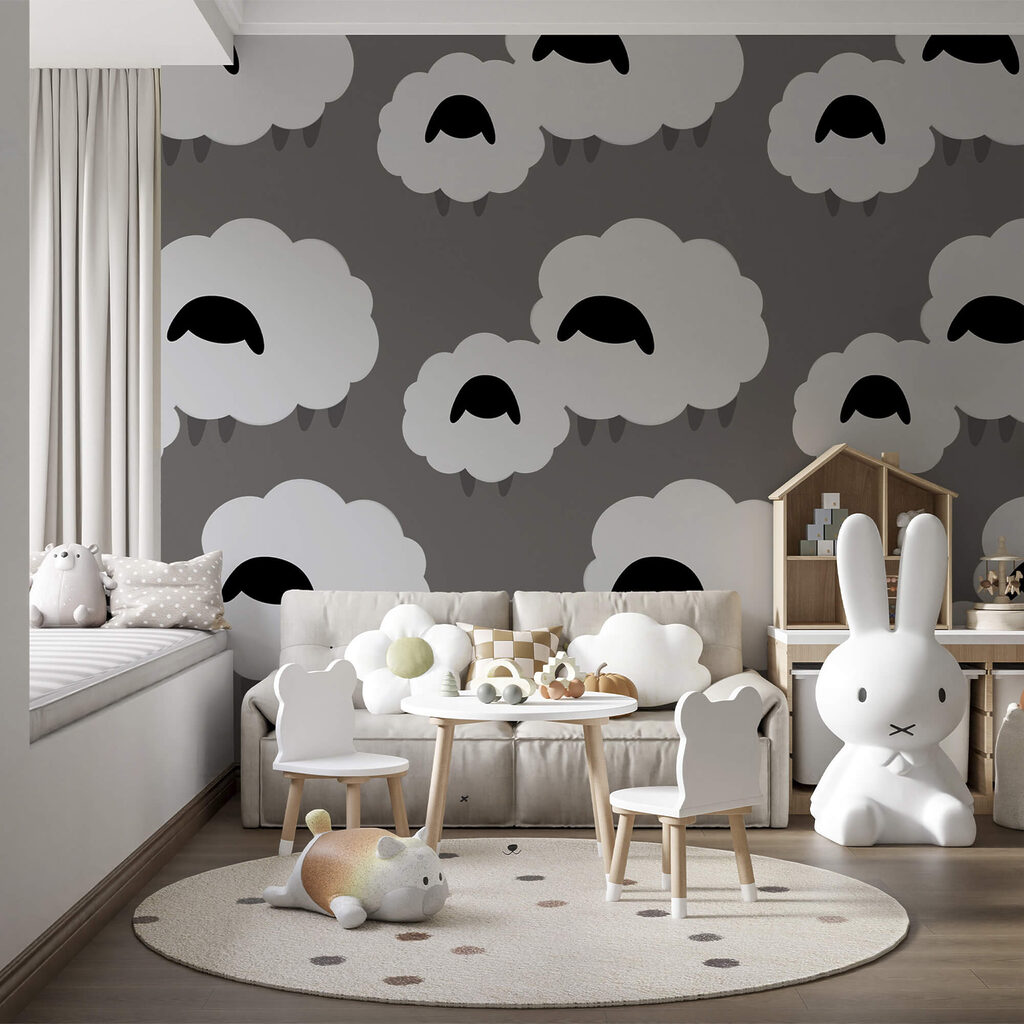 Group of white clouds with black sheep