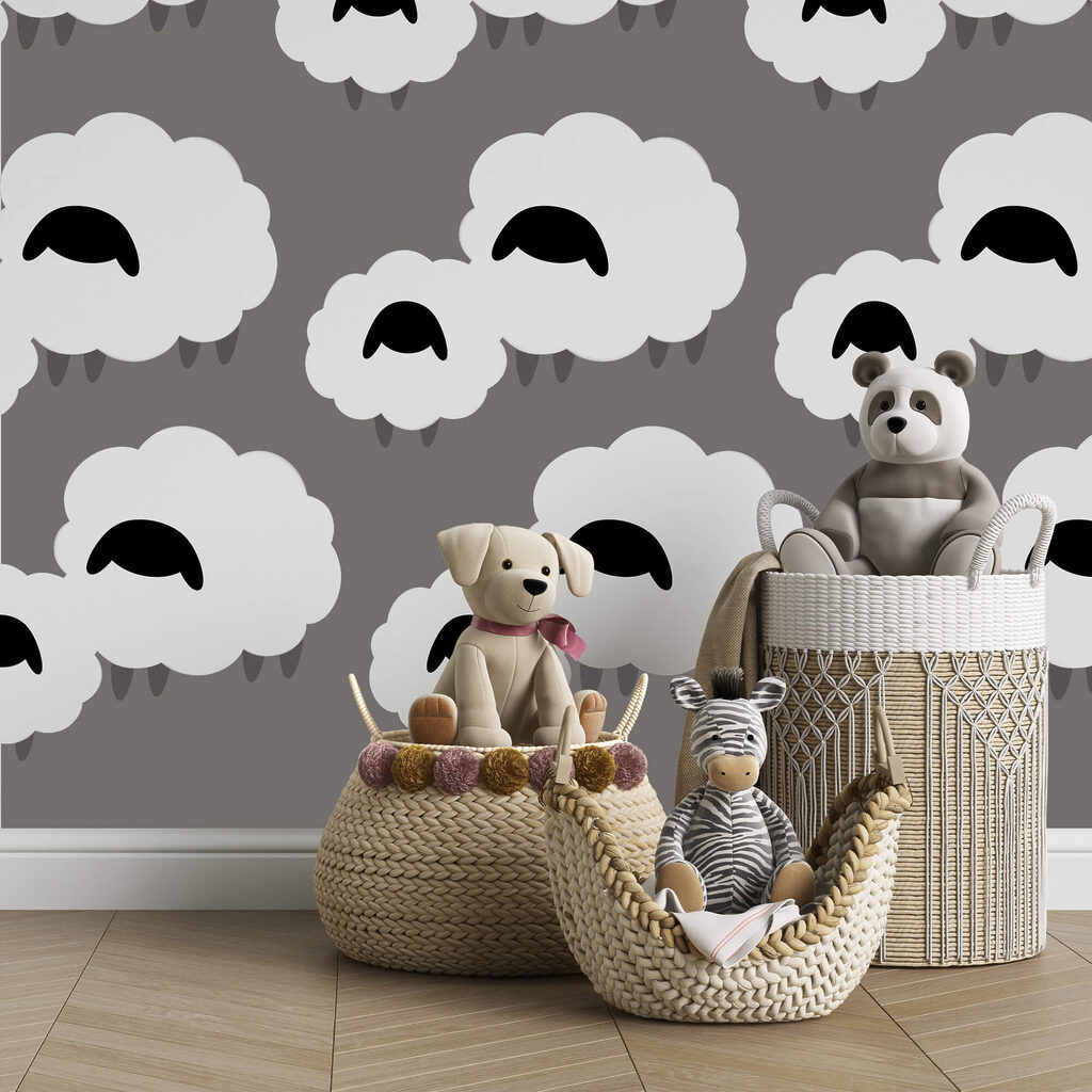 Group of white clouds with black sheep