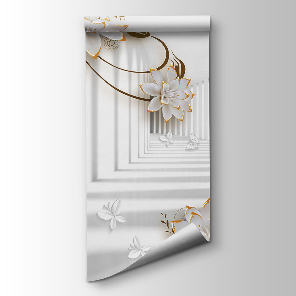 White and orange flowers on a white background