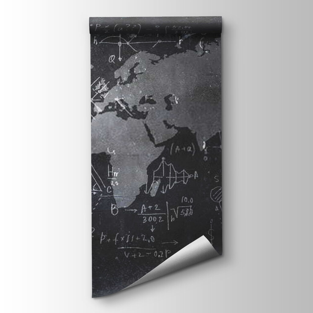 Chalkboard with a map and math equations Chalkboard with a map and math equations