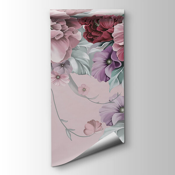 A group of flowers on a pink background