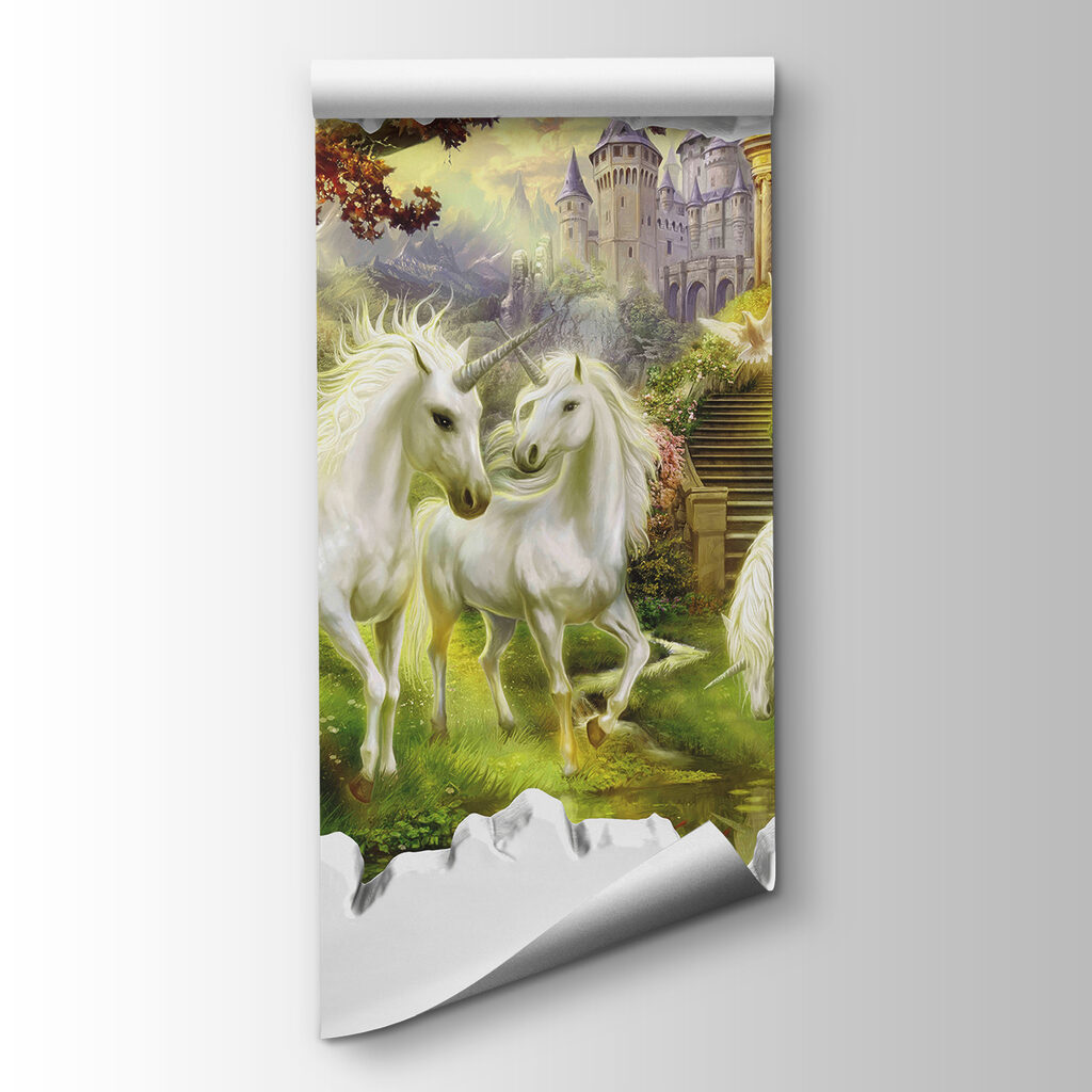 Wall with a castle and unicorns Wall with a castle and unicorns