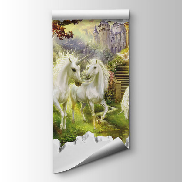 Wall with a castle and unicorns Wall with a castle and unicorns