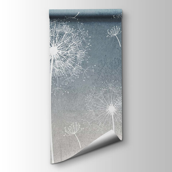 White dandelions in the air