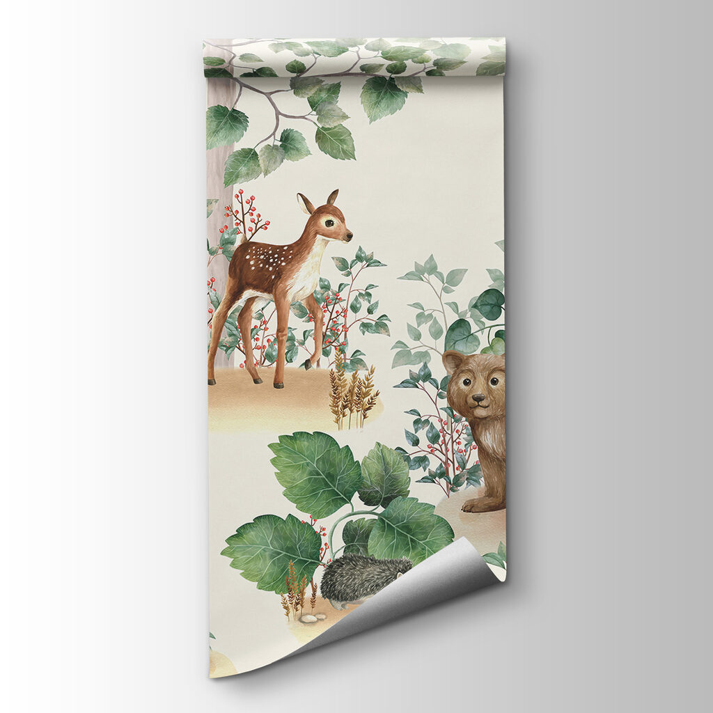 Wallpaper with animals in the forest