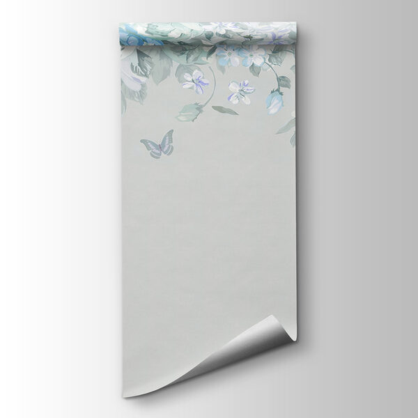 A white and blue flowers and butterflies A white and blue flowers and butterflies