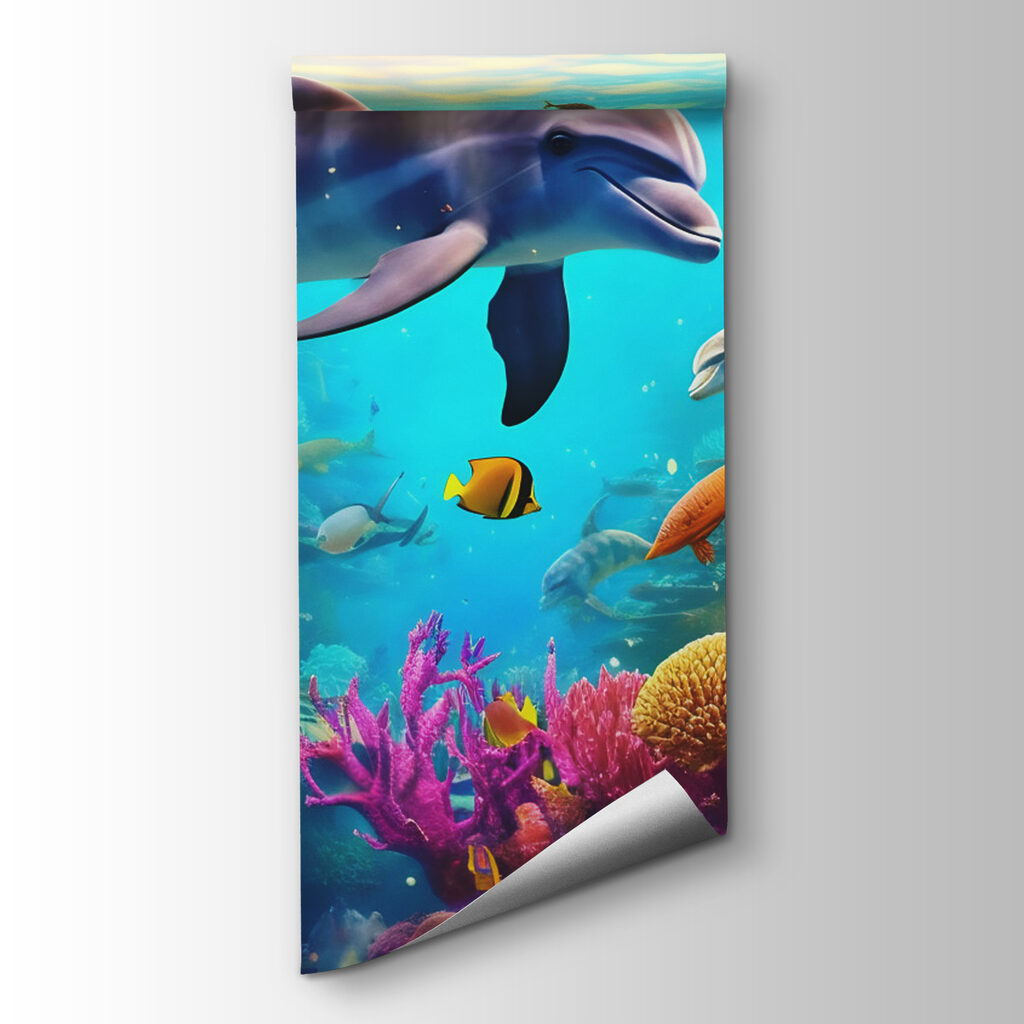 Dolphin swimming in a coral reef Dolphin swimming in a coral reef