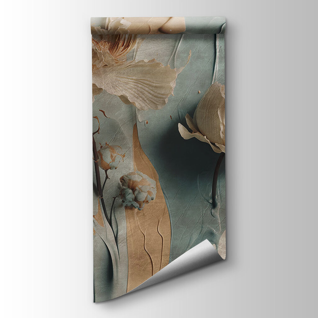 White flowers on a blue and white background White flowers on a blue and white background