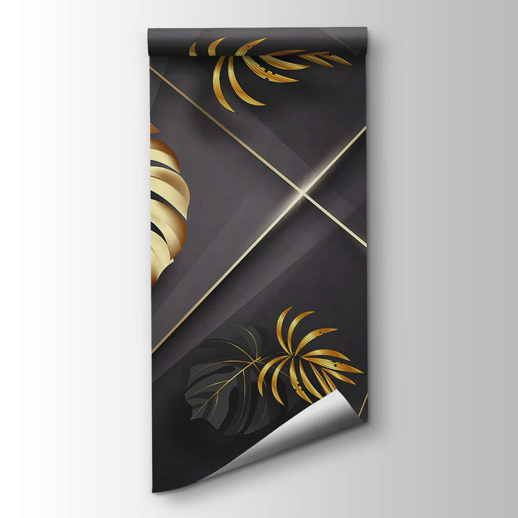 Elegant metallic leaves on dark backdrop