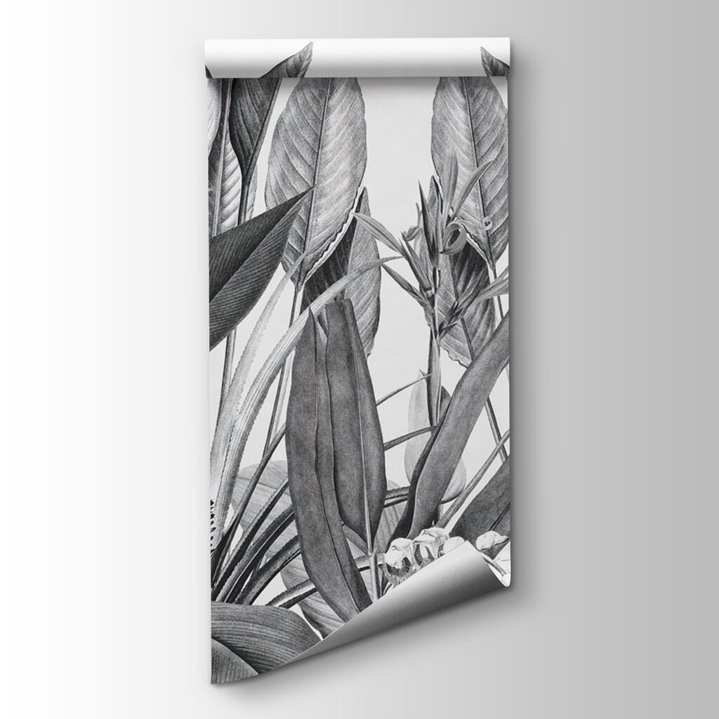 Tropical foliage in monochrome shades