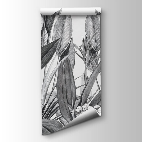 Tropical foliage in monochrome shades
