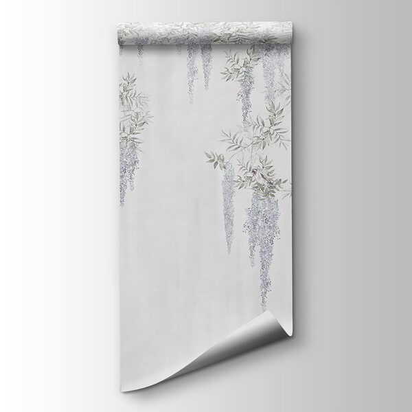 Wallpaper with flowers and birds