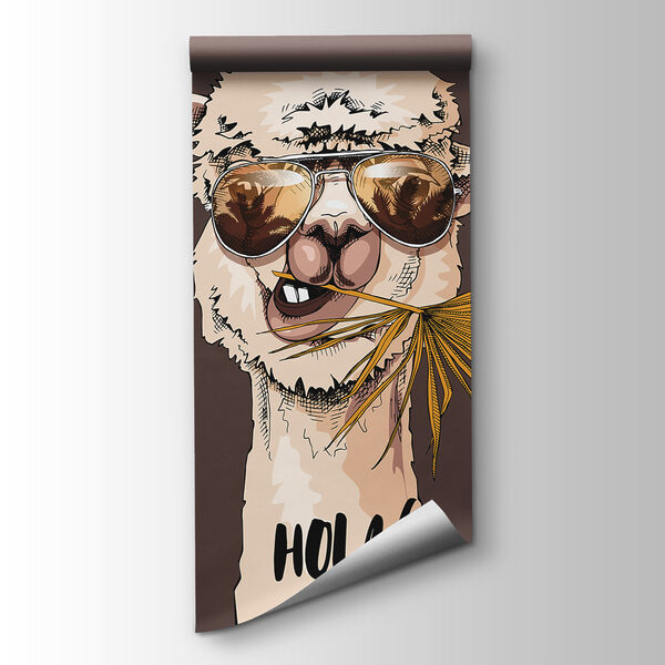 A llama wearing sunglasses and eating a palm leaf A llama wearing sunglasses and eating a palm leaf