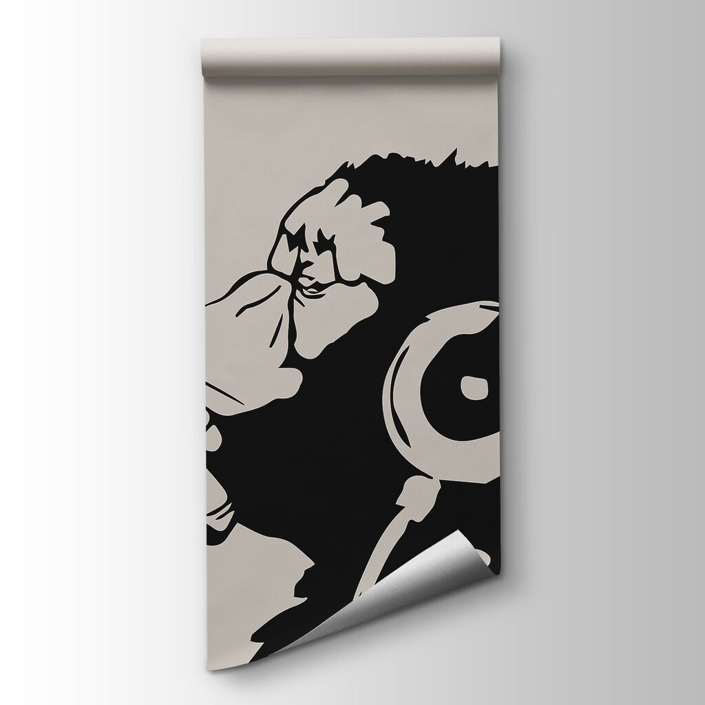 A monkey wearing headphones A monkey wearing headphones