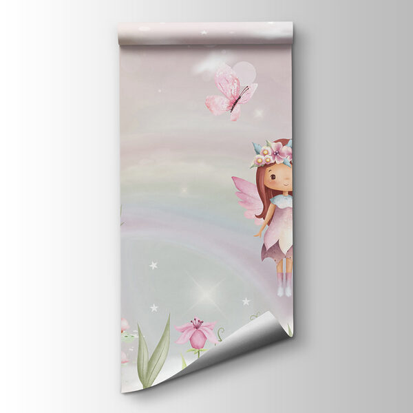 A cartoon fairy flying in the sky