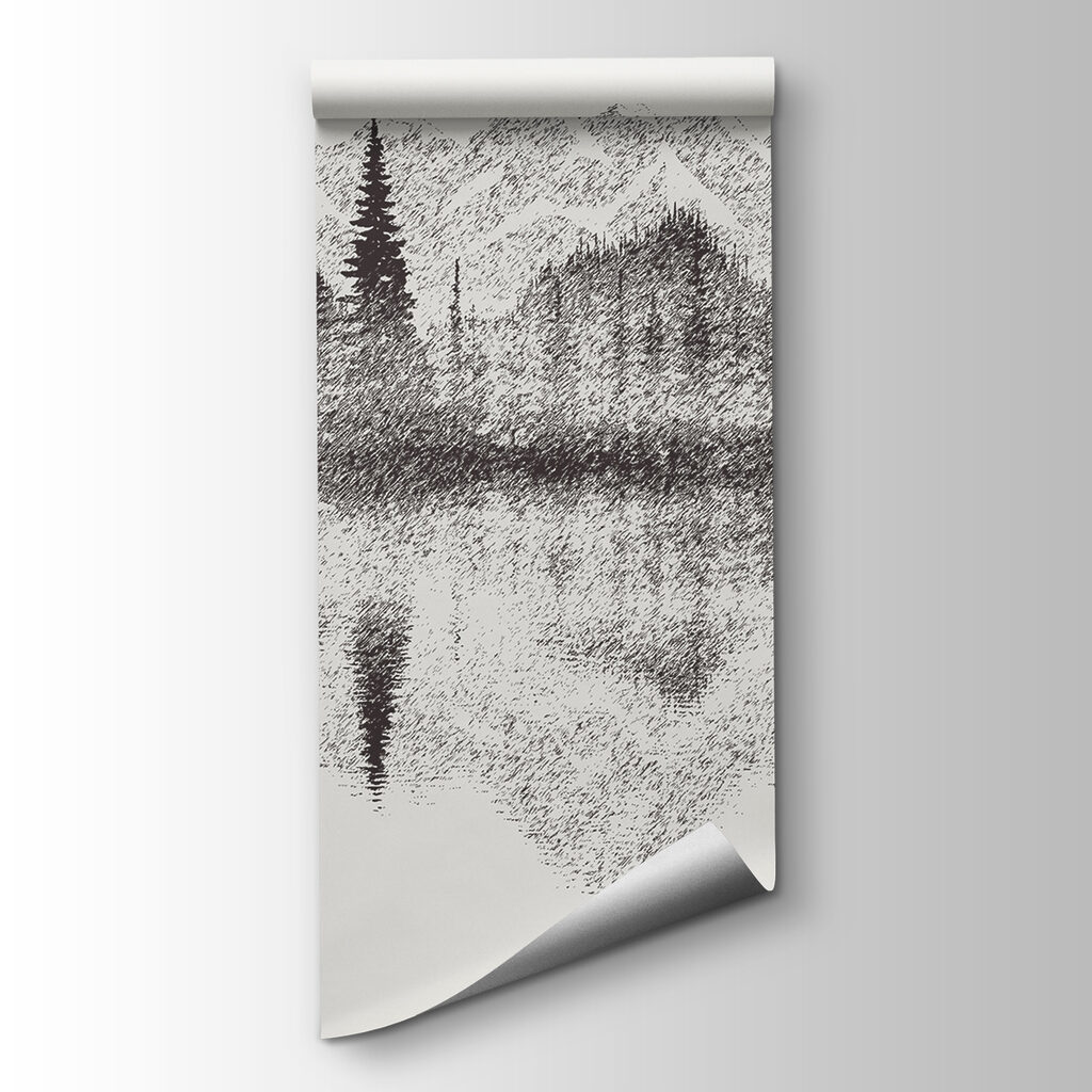 A mountain range and trees reflected in a lake A mountain range and trees reflected in a lake