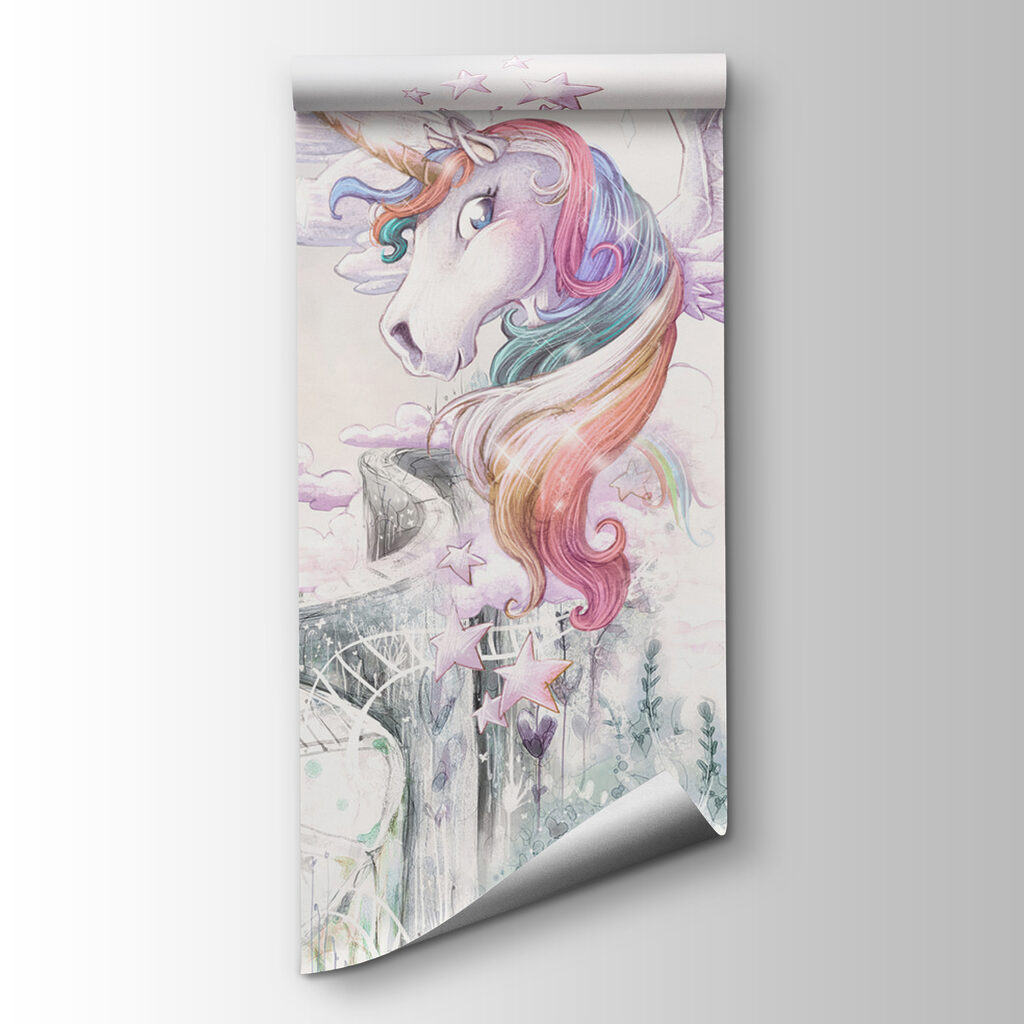 A unicorn with wings and a person flying A unicorn with wings and a person flying