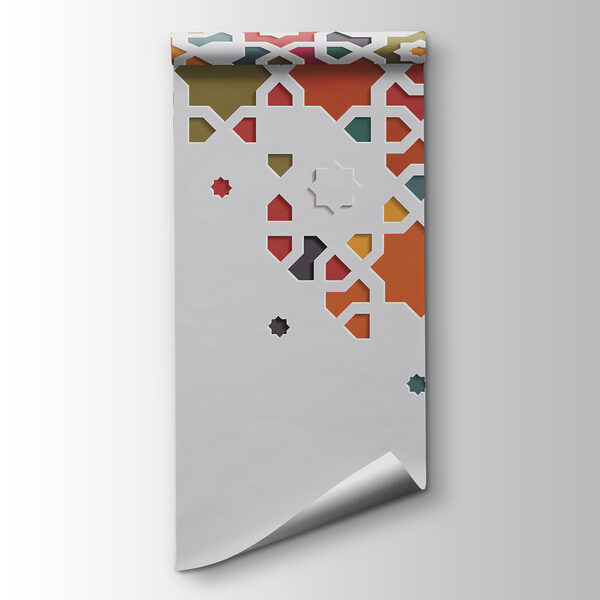 A white background with colorful design