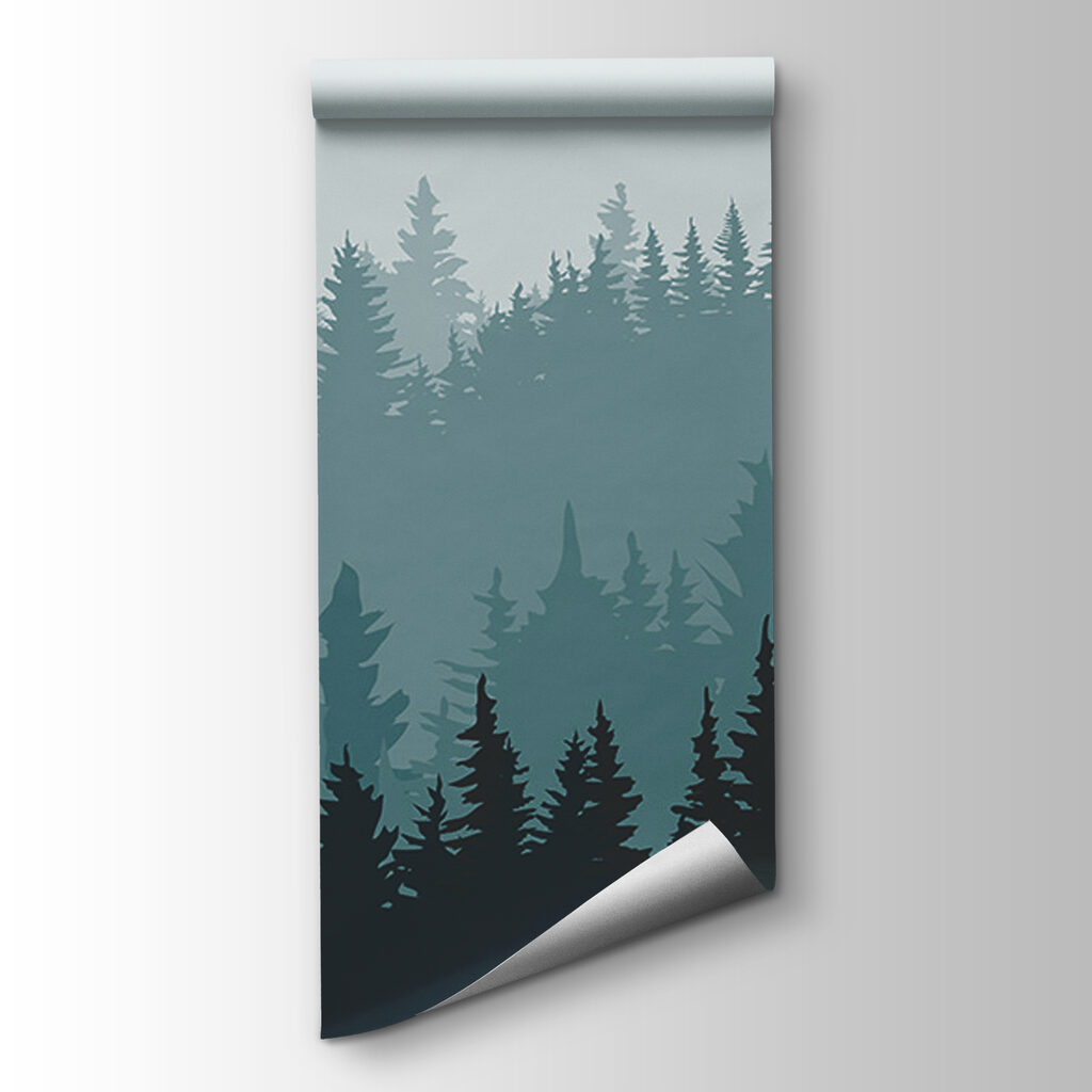 A forest of trees in the fog A forest of trees in the fog