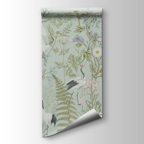 A wallpaper with birds and plants