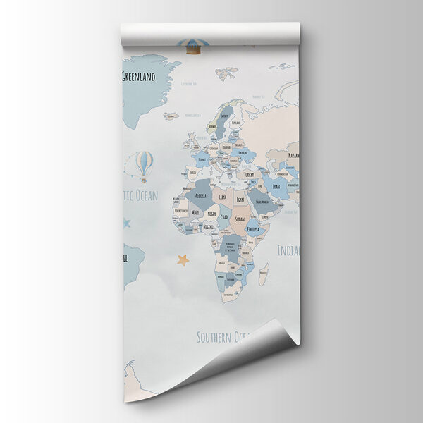 A map of the world with hot air balloons A map of the world with hot air balloons