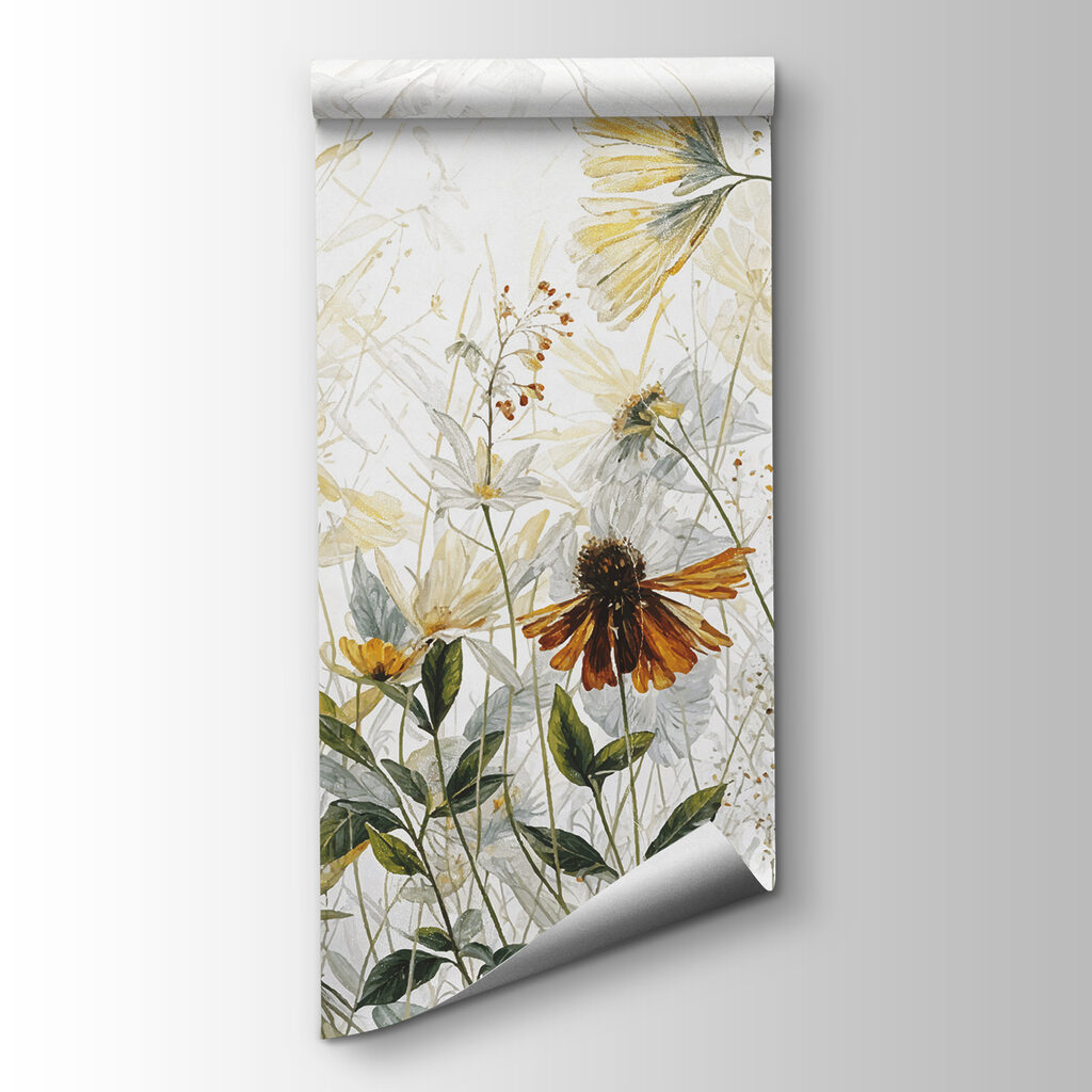 A painting of flowers and leaves A painting of flowers and leaves